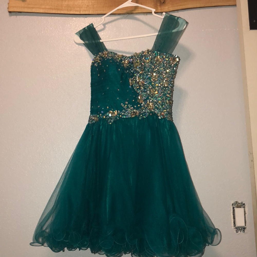 Mini beaded turquoise dress